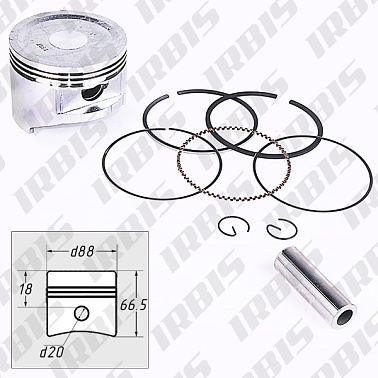 Поршневой комплект 4T ZS188F D88 h66,5 p20mm