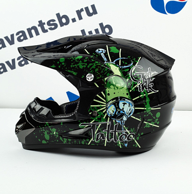 Шлем кроссовый Avantis Tattoo, Черный